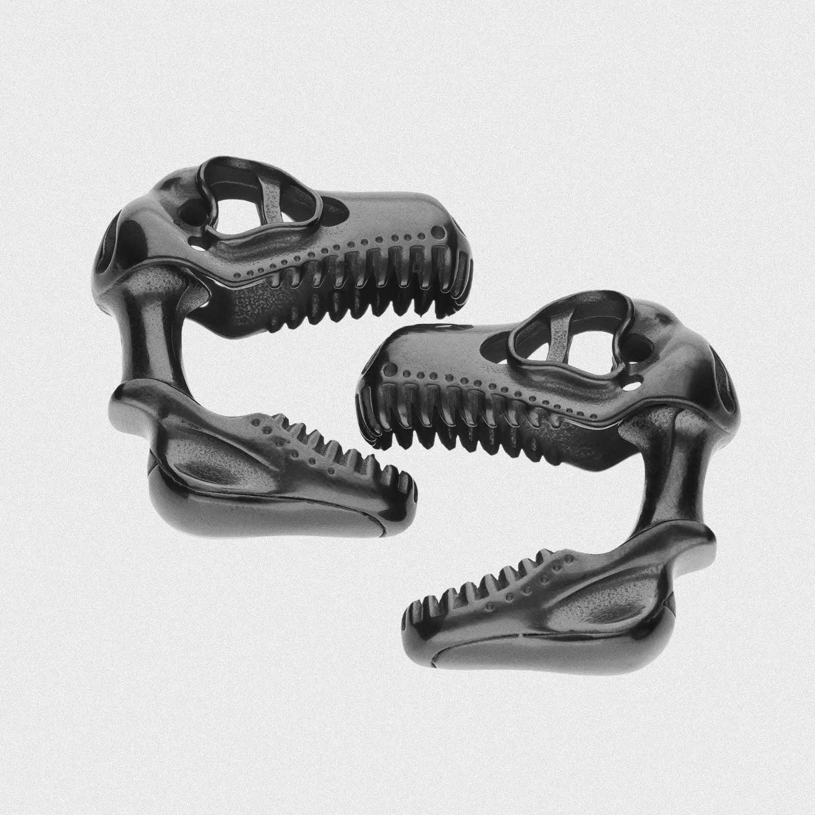 Black PVD Dino Skull Ear Weight