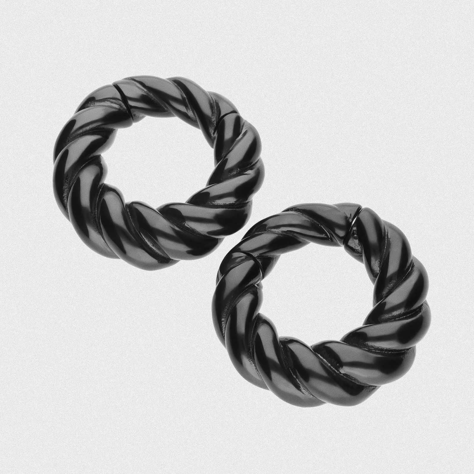 Black PVD Oval Rope Magnetic Ear Weight