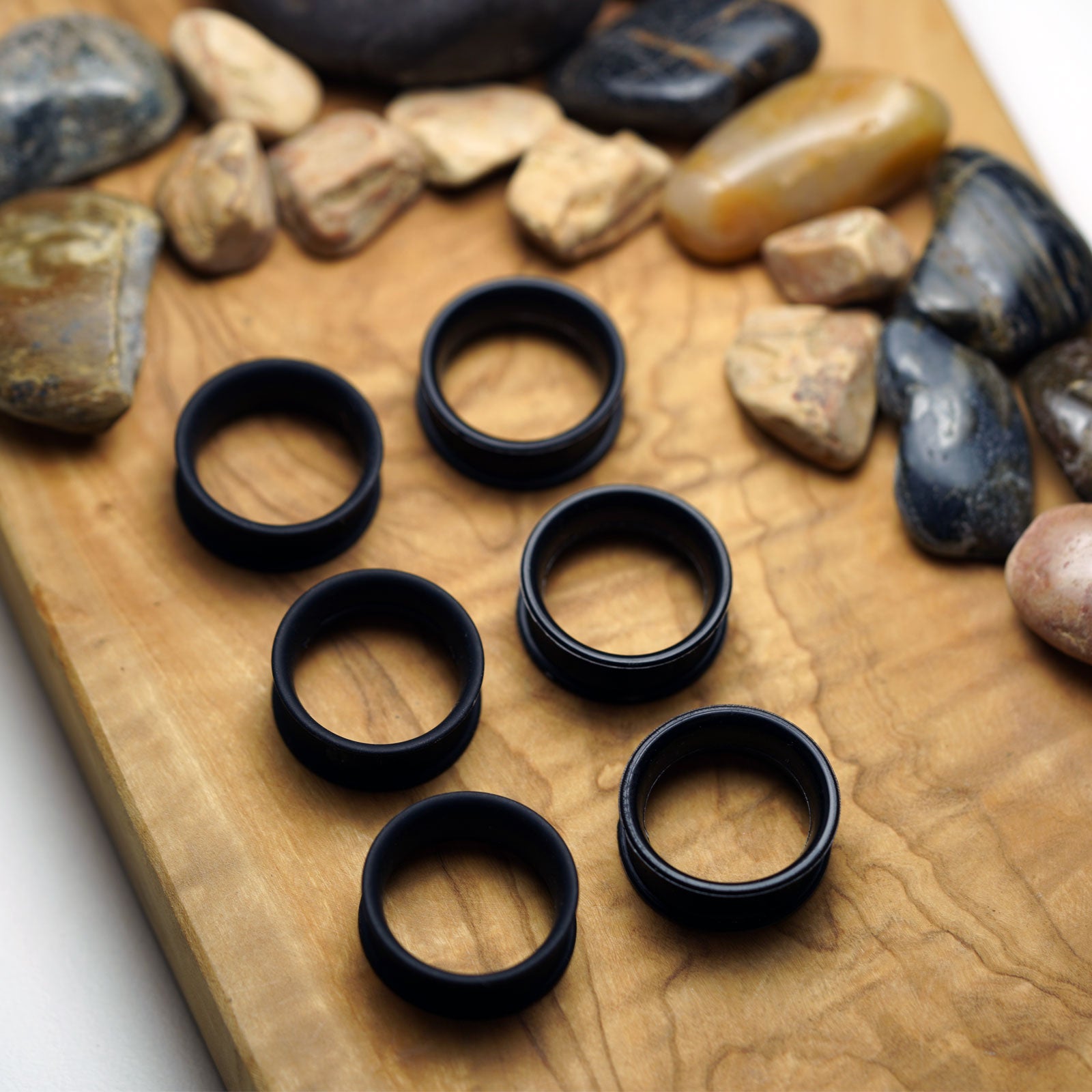 Black Silicone Double Flare Tunnel Group Shot