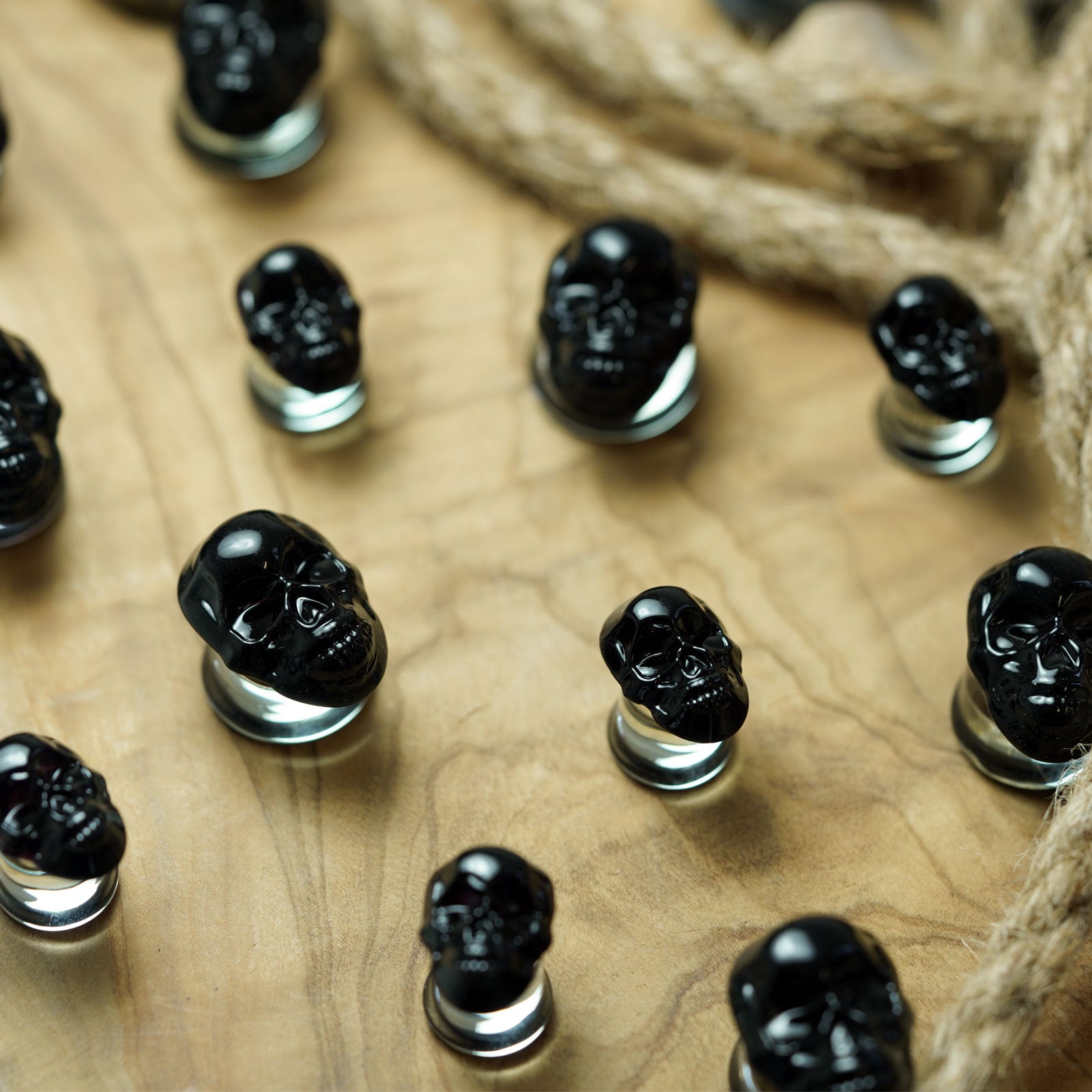 Black Skull Glass Double Flare Plug Group Shot