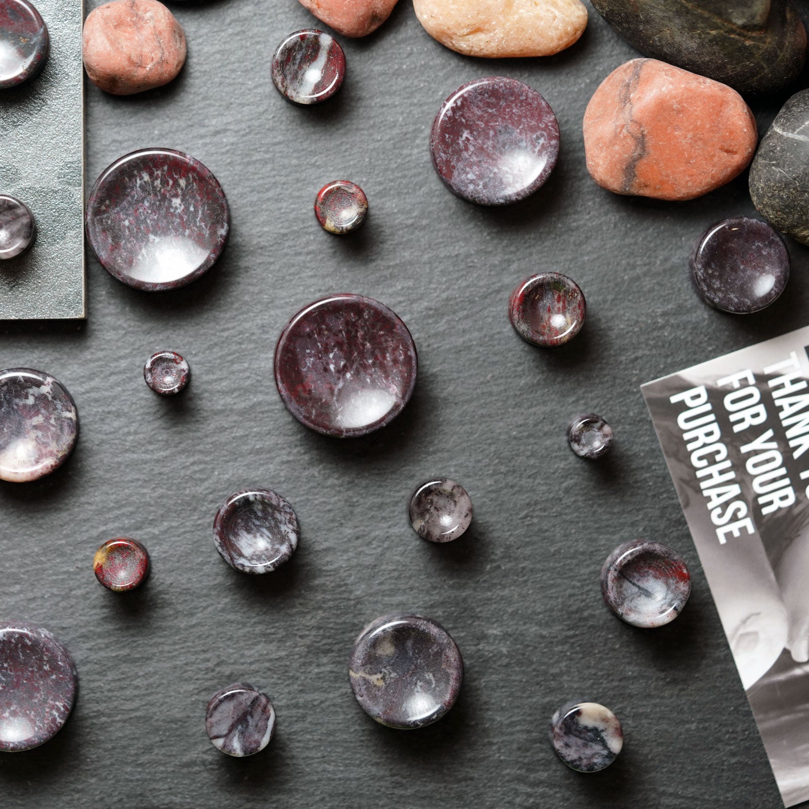Bloodstone Double Flare Concave Stone Plug Group Shot