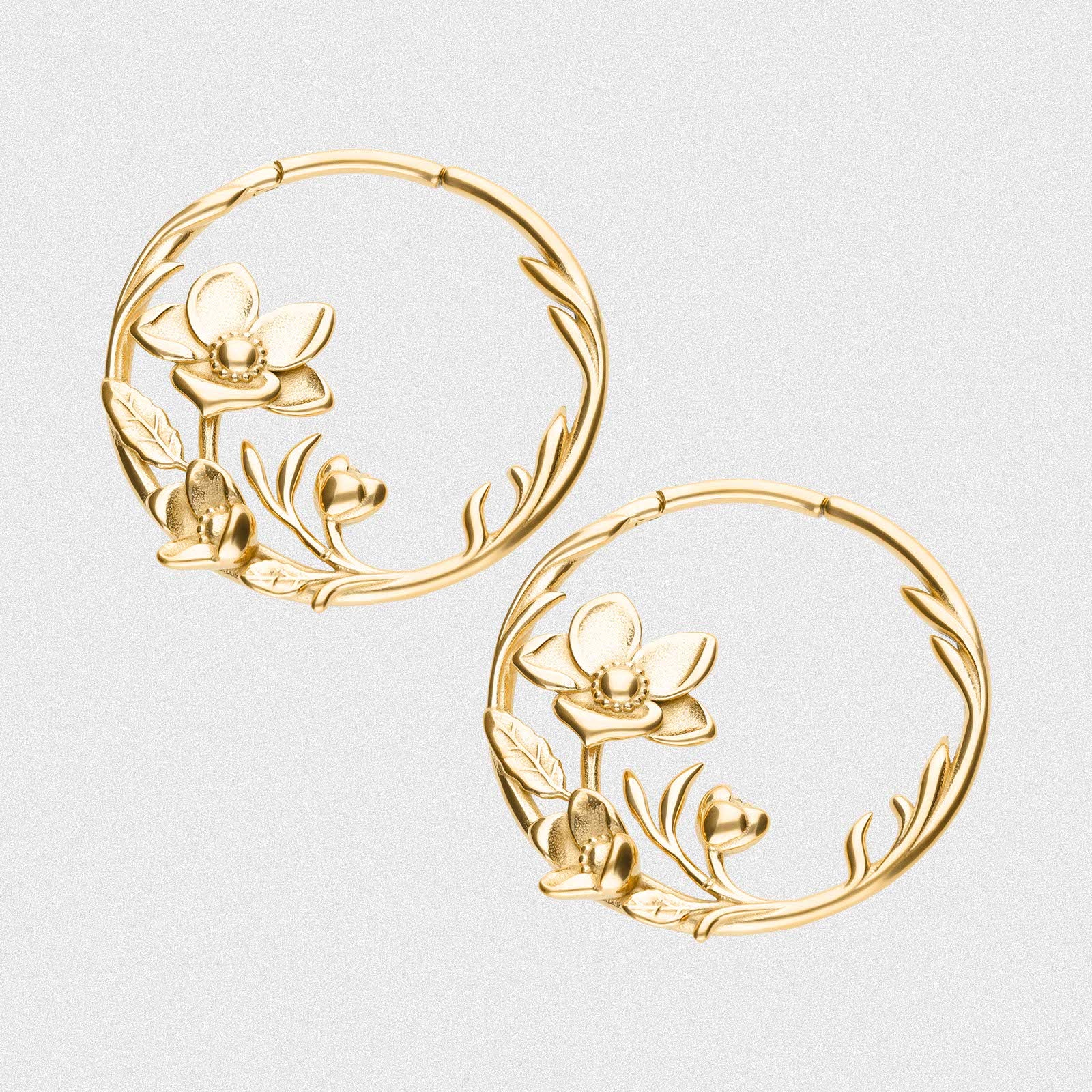 Blossom Flower Gold PVD Hoop Magnetic Ear Weight