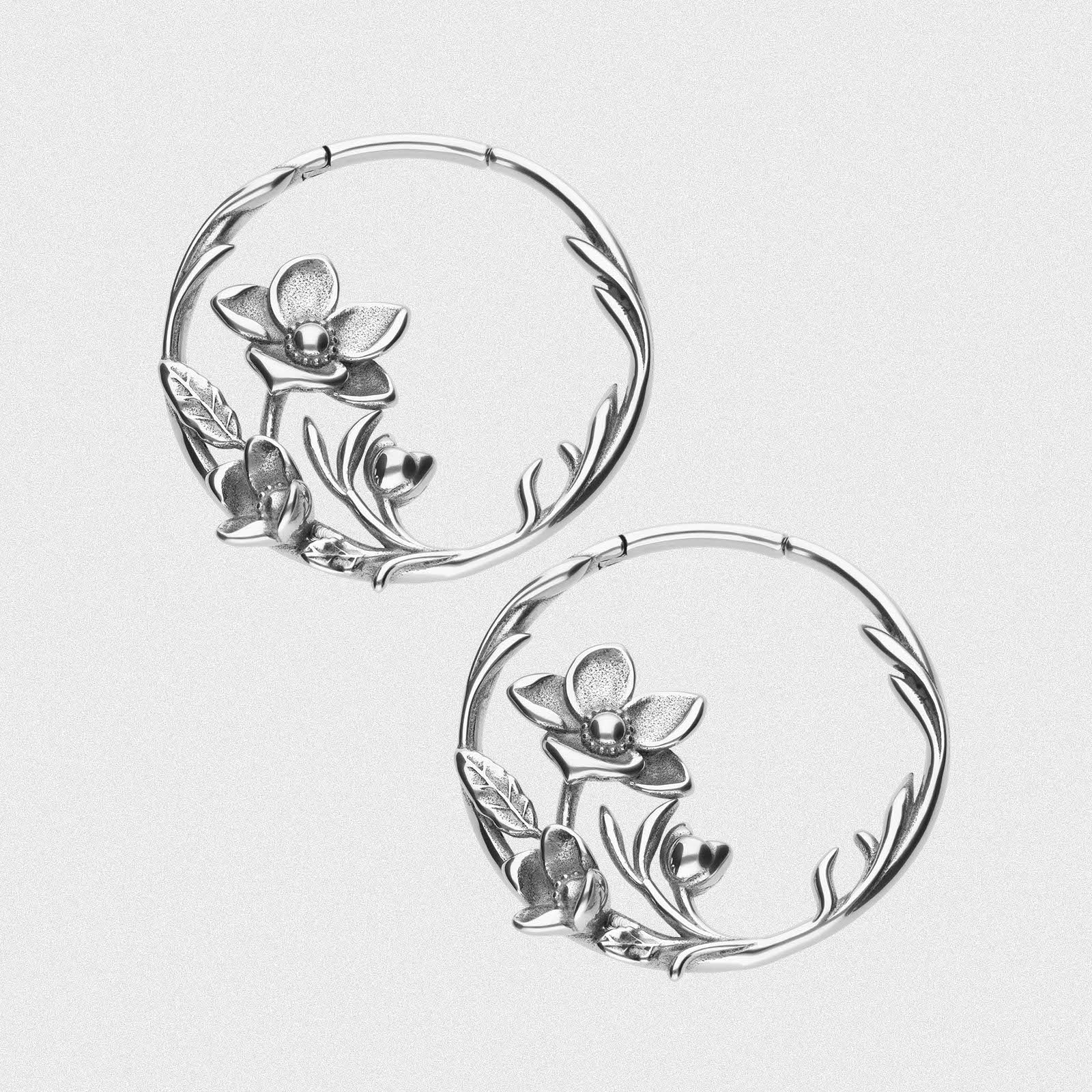 Blossom Flower Surgical Steel Hoop Magnetic Ear Weight