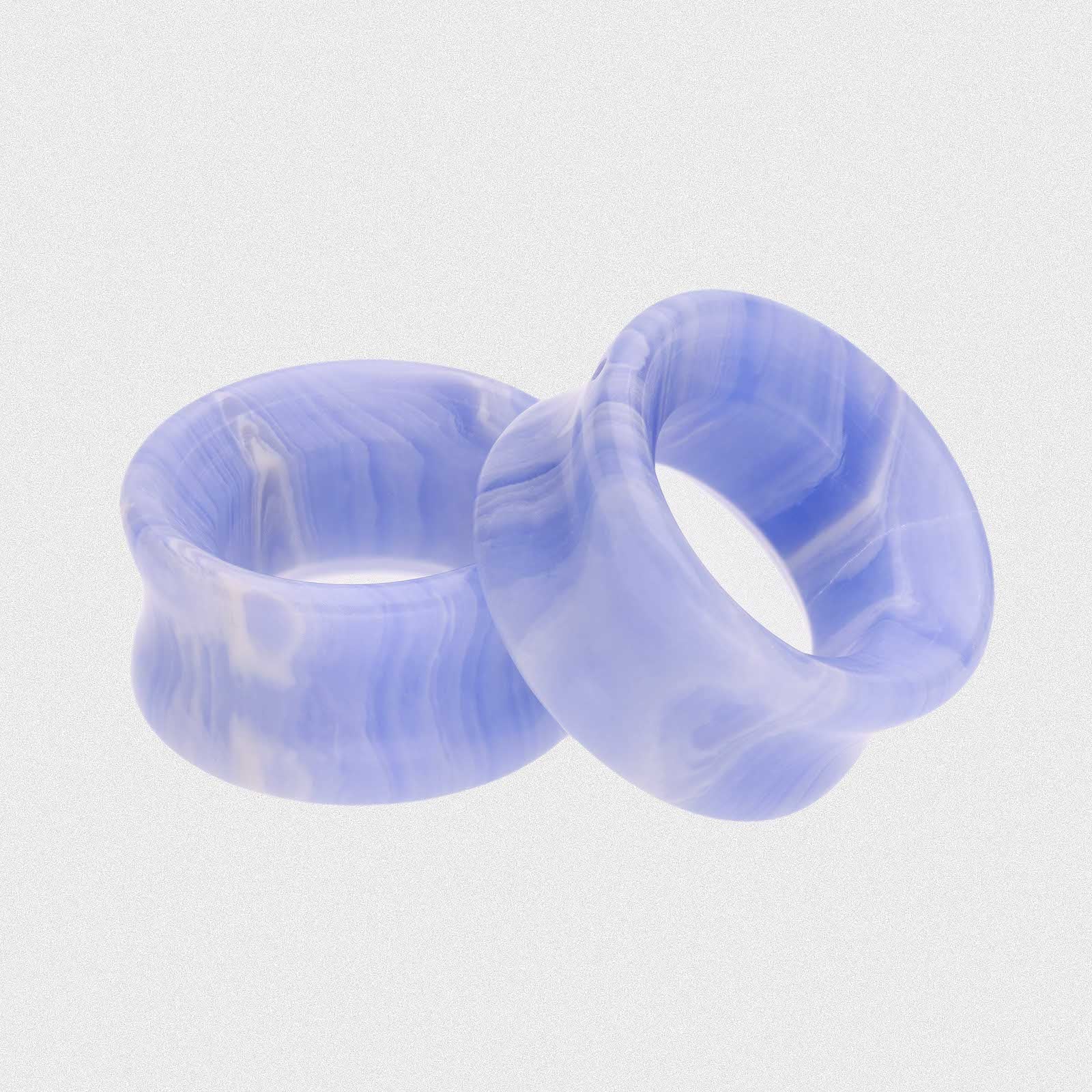 Blue Lace Agate (synthetic) Double Flare Concave Stone Tunnel