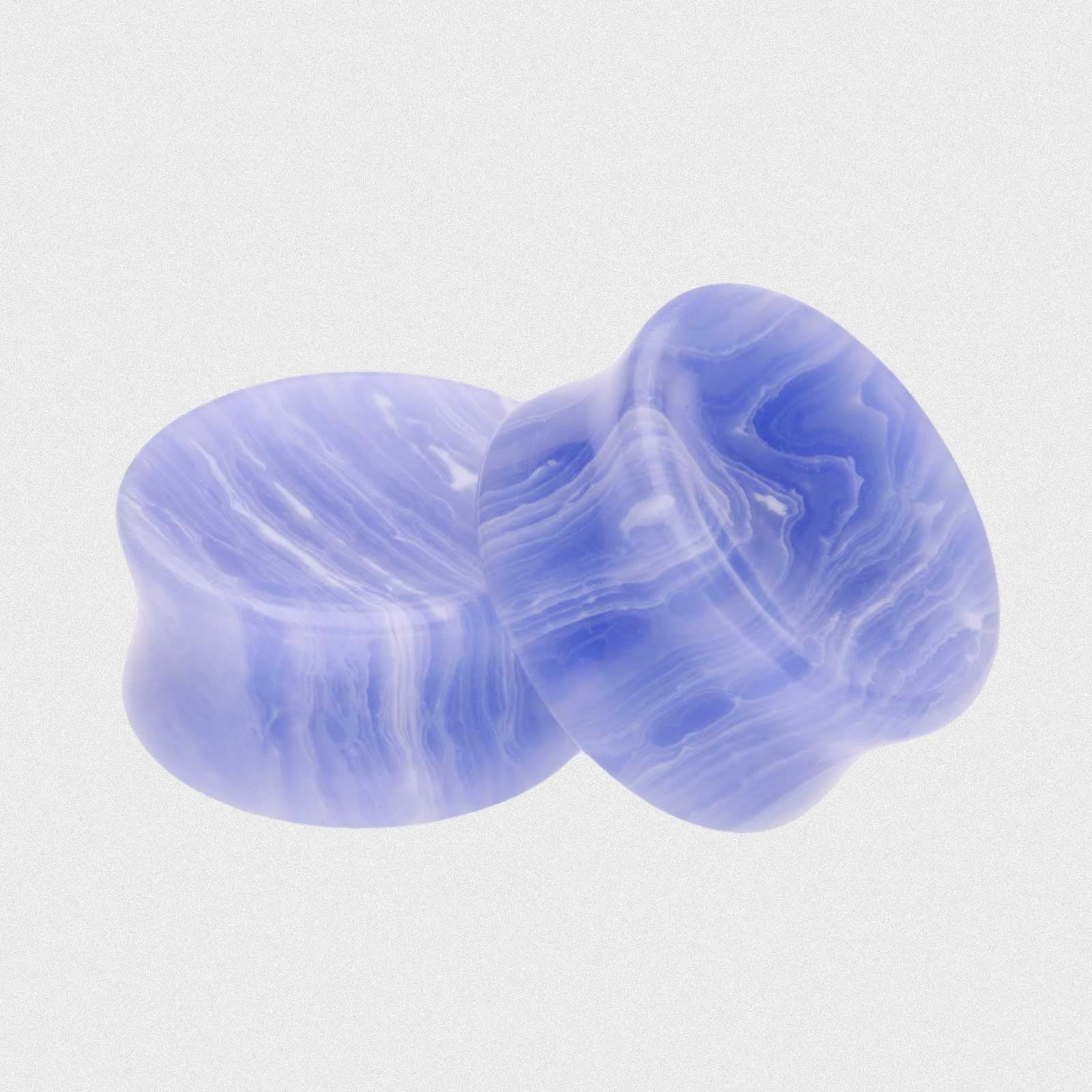 Blue Lace Agate (Synthetic) Double Flare Concave Stone Plug