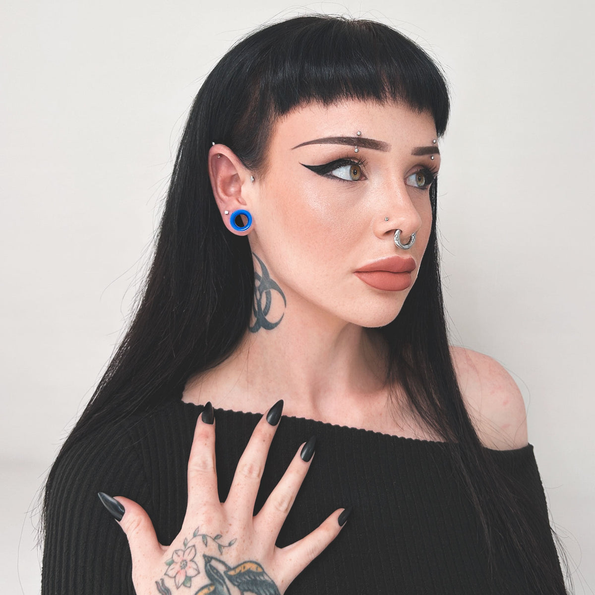 Blue Silicone Double Flare Tunnel Model Shot Two