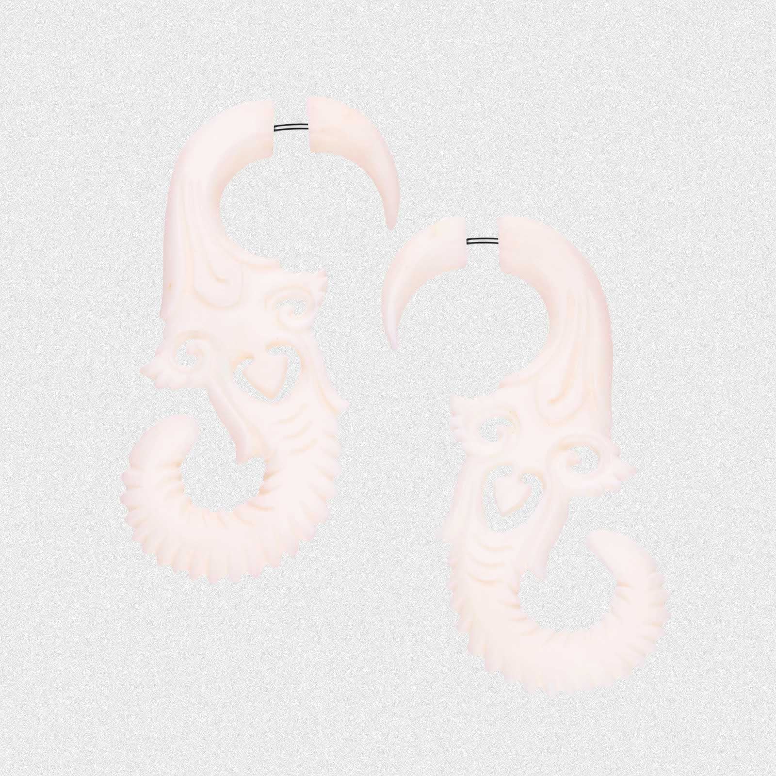 Bone Fake Gauge Hanging Floral Spiral