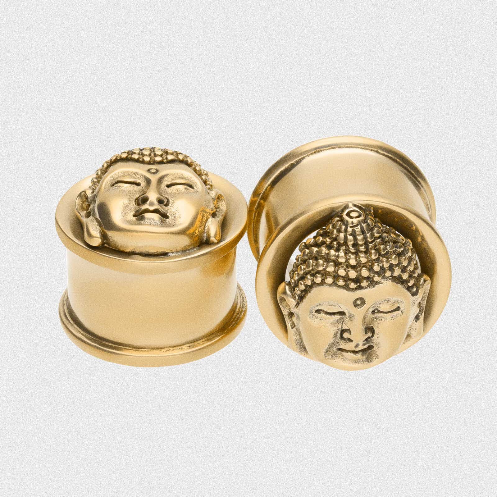 Brass Buddha Head Double Flare Tunnel