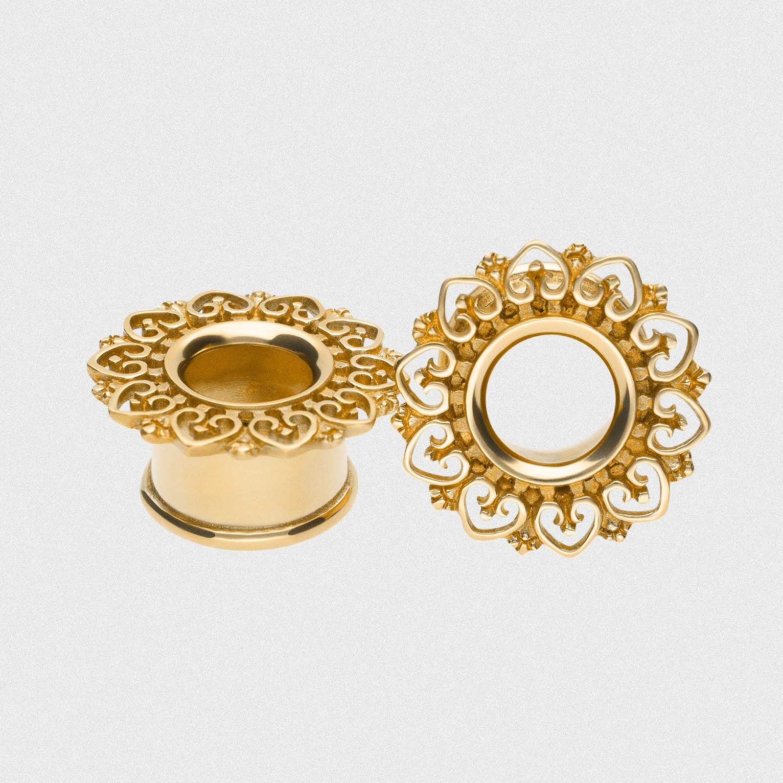 Brass Heart Mandala Double Flare Tunnel