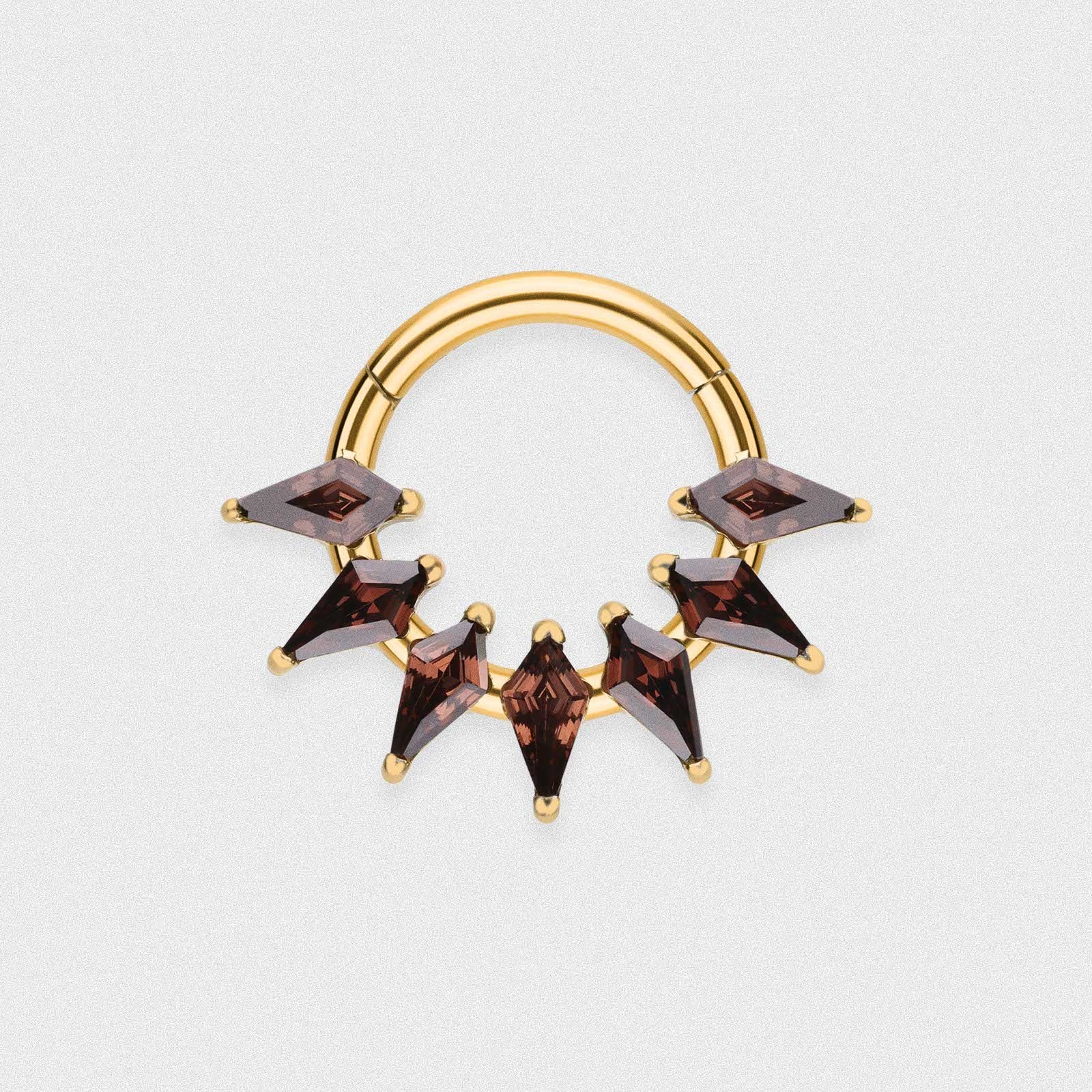 Brown Gem Shard Gold PVD Titanium Septum Clicker Ring