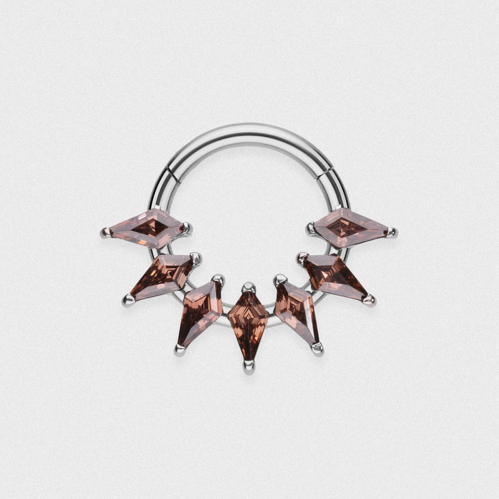 Brown Gem Shard Titanium Septum Clicker Ring
