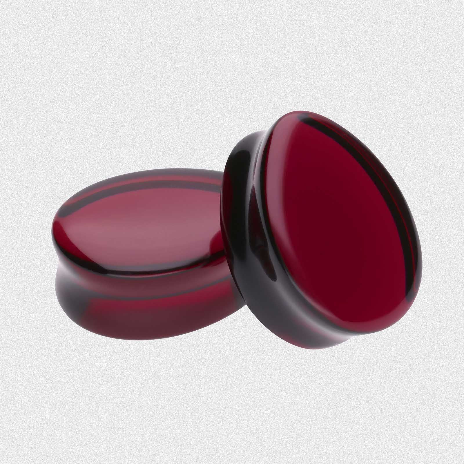 Burgundy Glass Double Flare Teardrop Plug