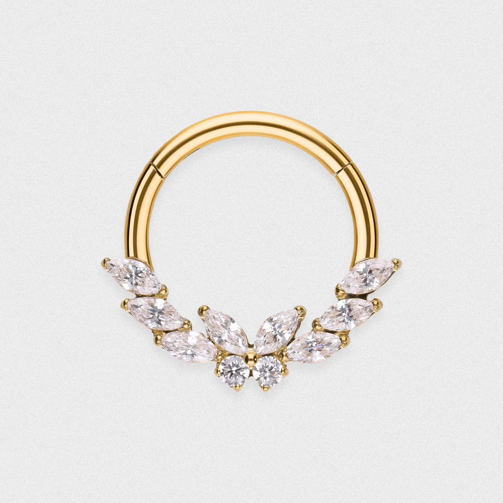 Butterfly Marquise Gold PVD Titanium Septum Clicker Ring