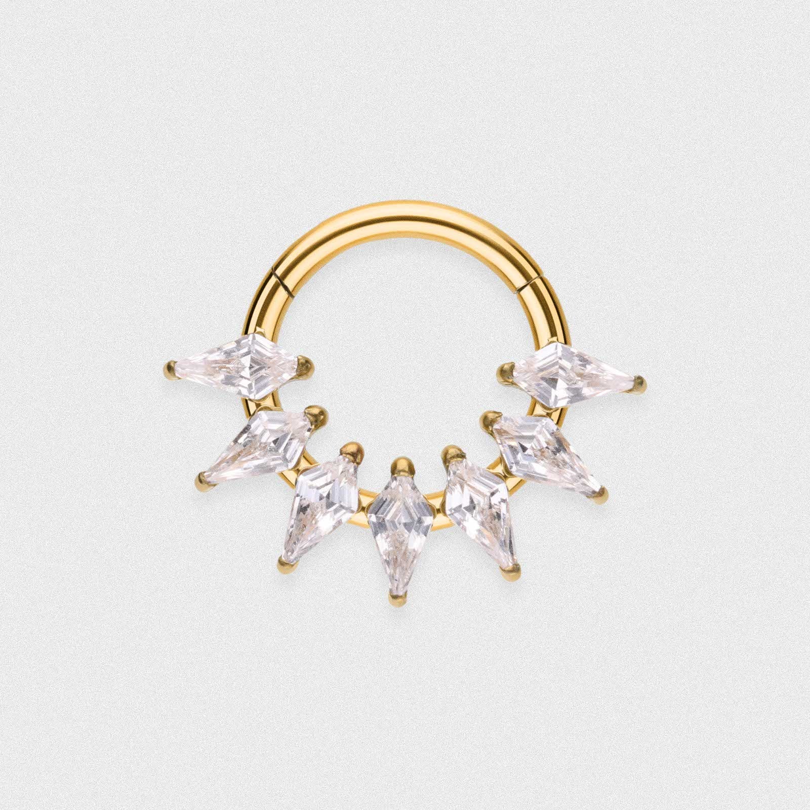 Clear Gem Shard Gold PVD Titanium Septum Clicker Ring