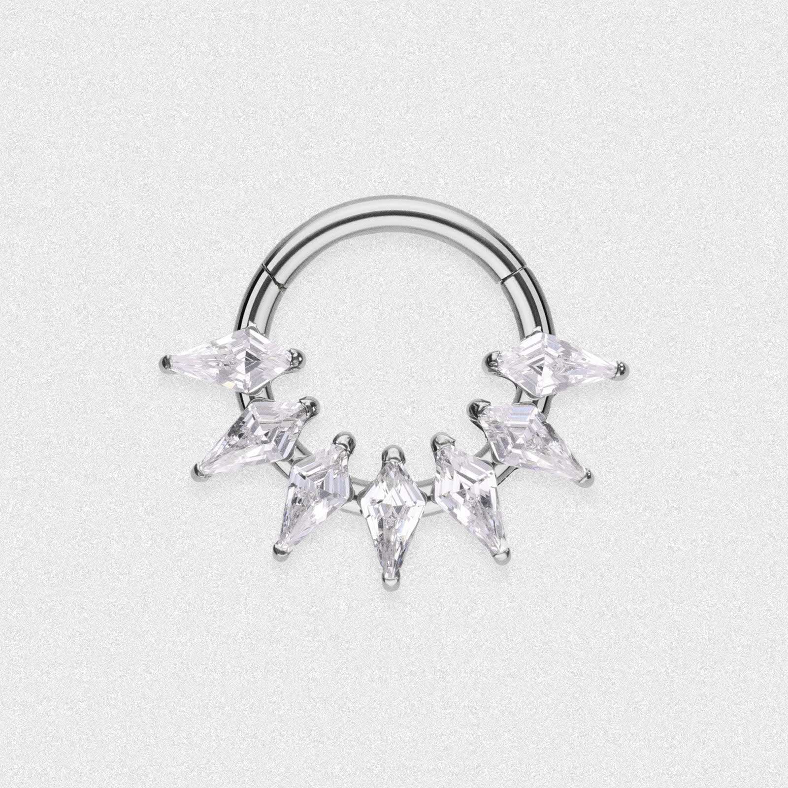 Clear Gem Shard Titanium Septum Clicker Ring