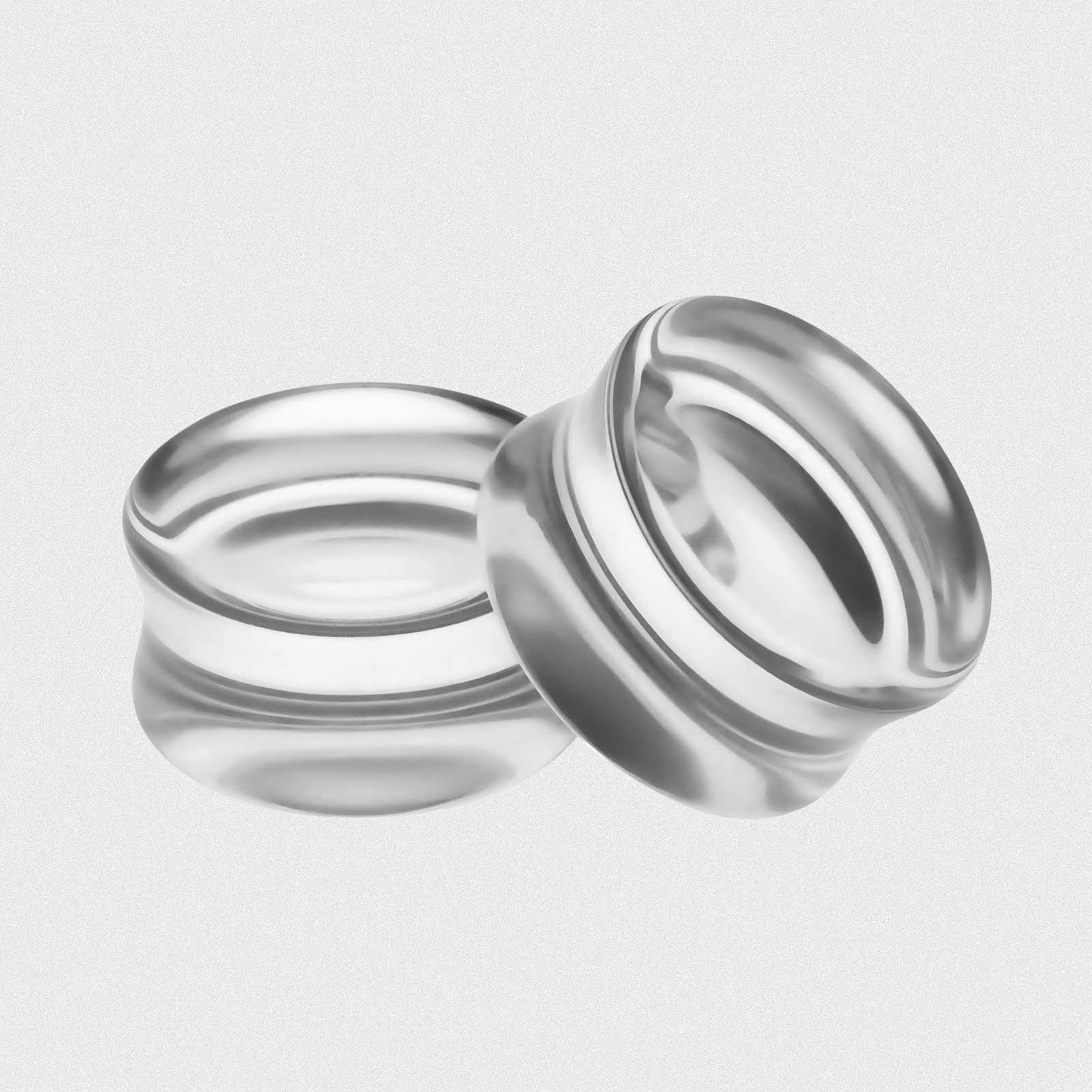 Clear Glass Double Flare Concave Plug