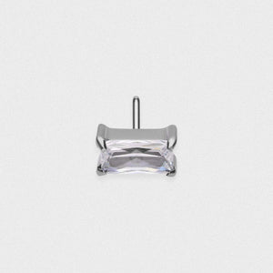 Clear Jewelled Bar Titanium Threadless Top