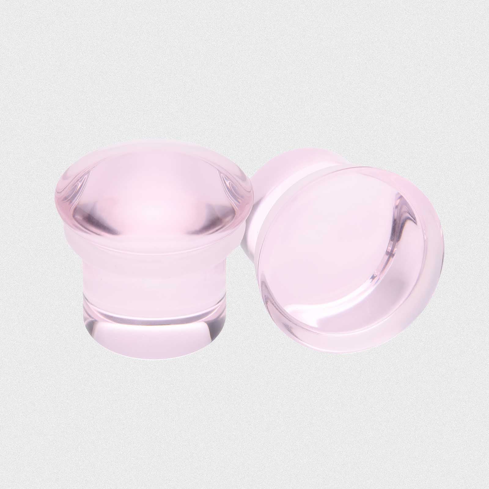 Clear Pink Glass Single Flare Convex Plug