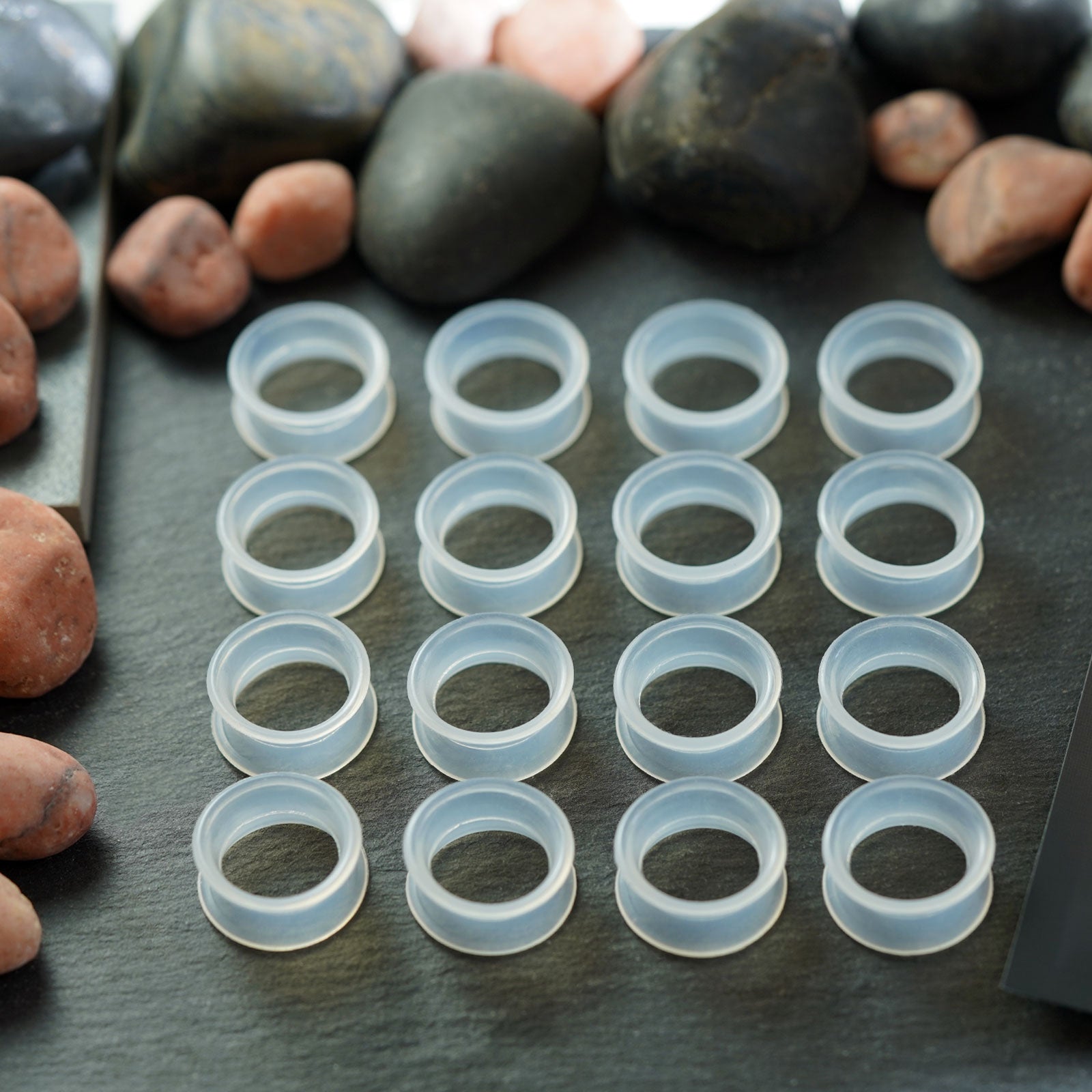 Clear Silicone Double Flare Tunnel Group Shot
