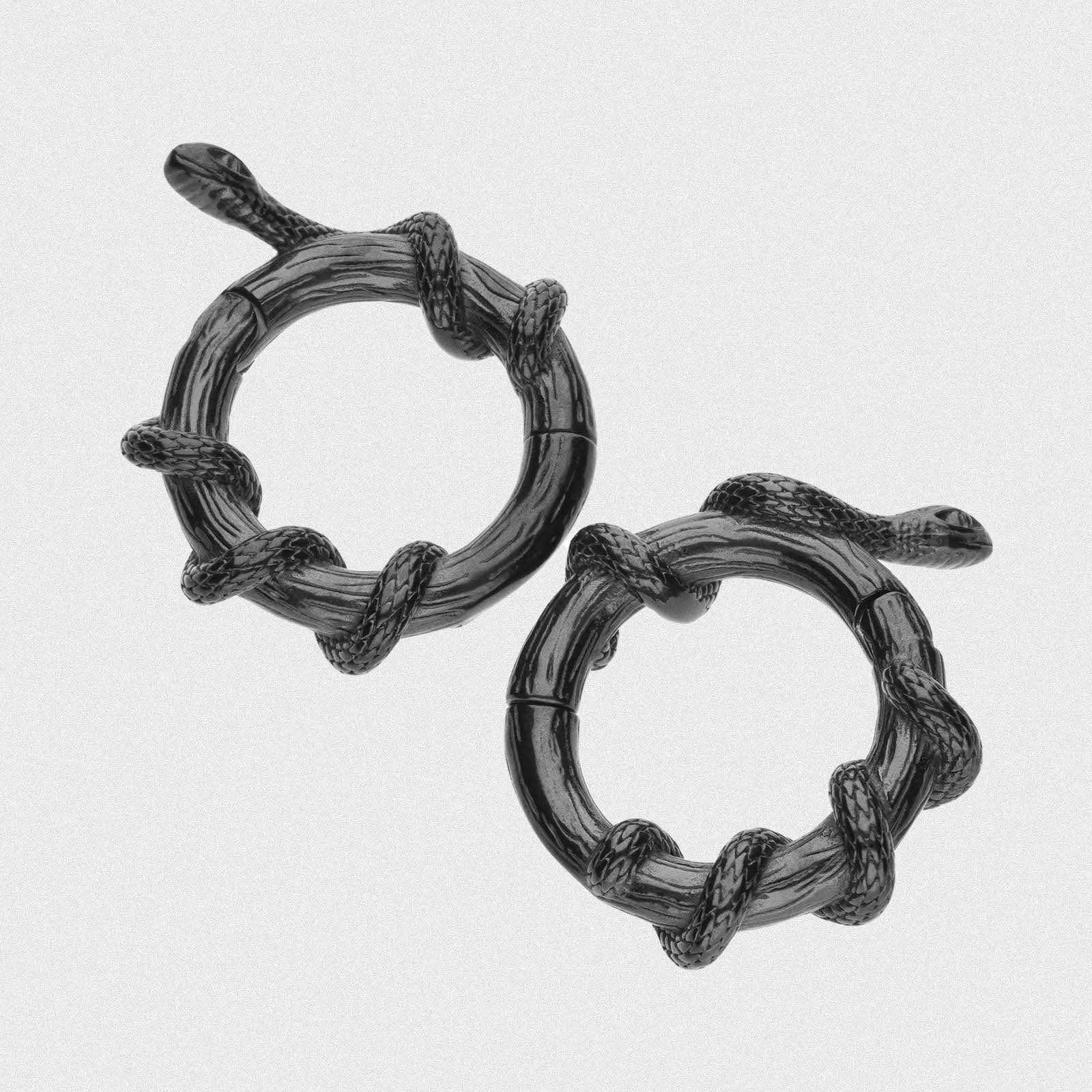 Coiled Snake Black PVD Magnetic Ear Weight