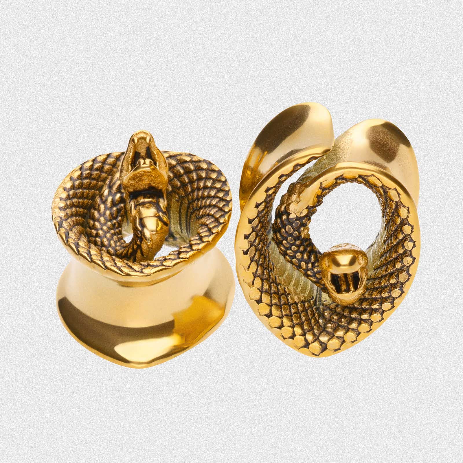 Coiled Snake Gold PVD Teardrop Saddle Ear Weight