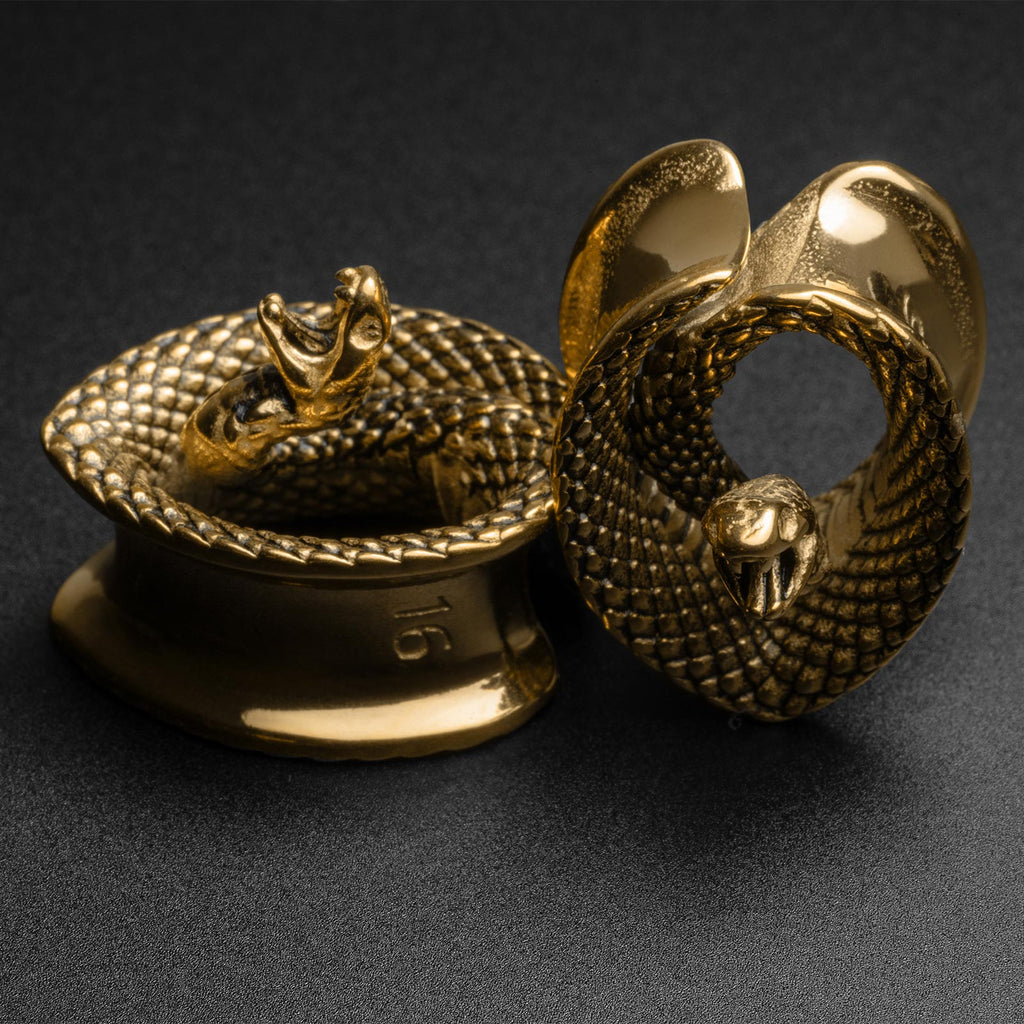 Coiled Snake Gold PVD Teardrop Saddle Ear Weight