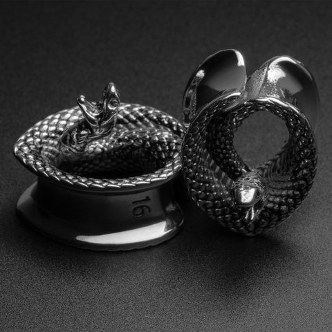 Coiled Snake Teardrop Surgical Steel Saddle Ear Weight