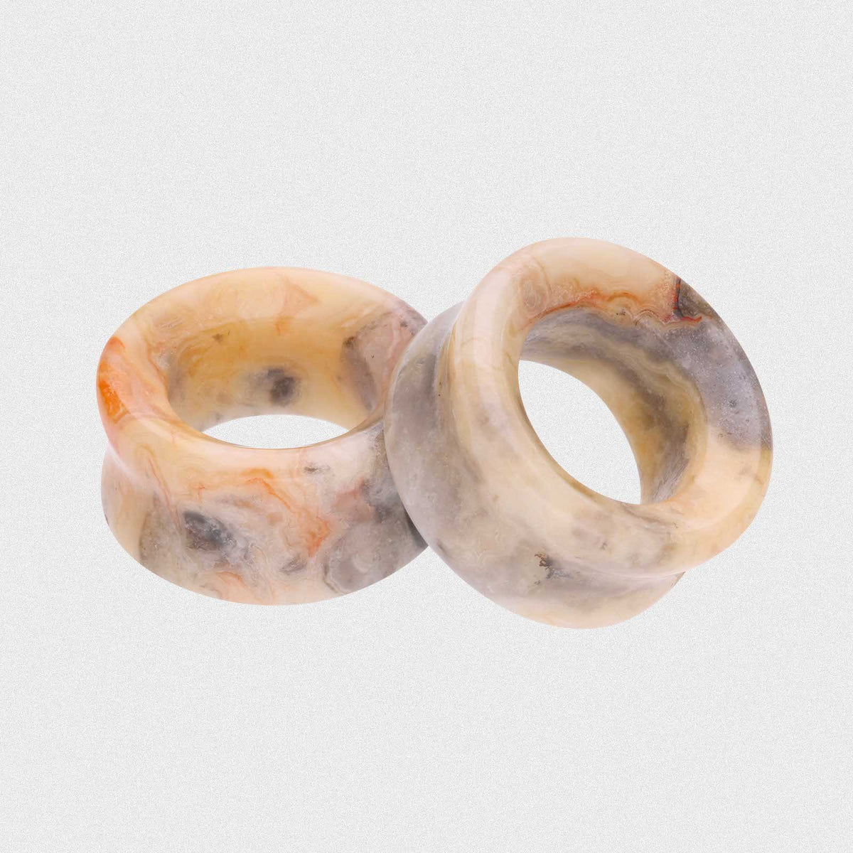 Crazy Lace Agate Double Flare Concave Stone Tunnel