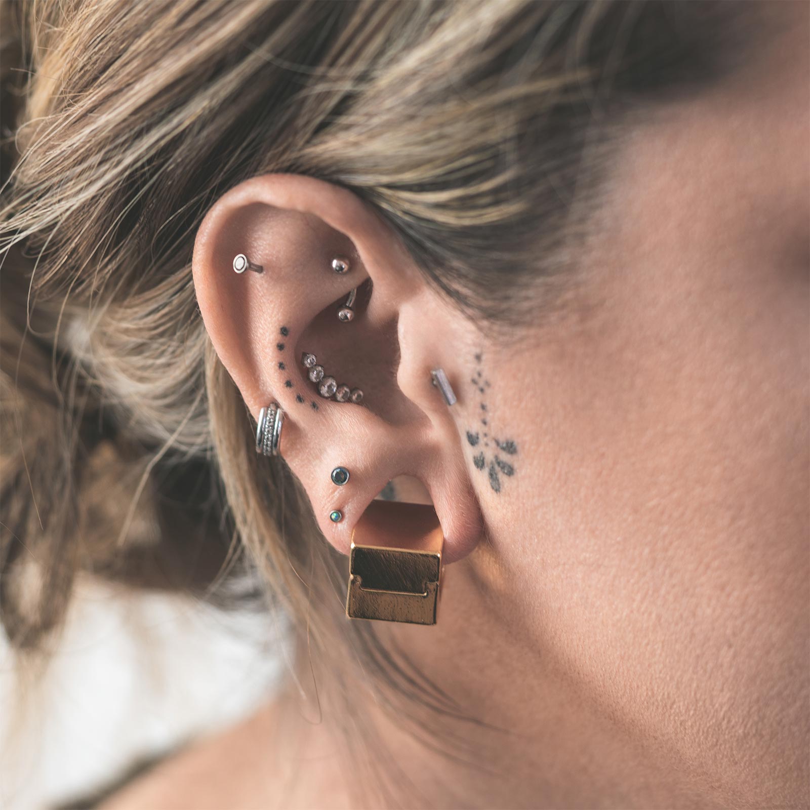 Cube Gold PVD Ear Weight Model Shot Two