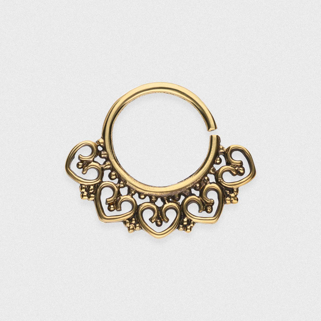 Curly Hearts Brass Seamless Ring | Continuous Septum Ring | SIBJ