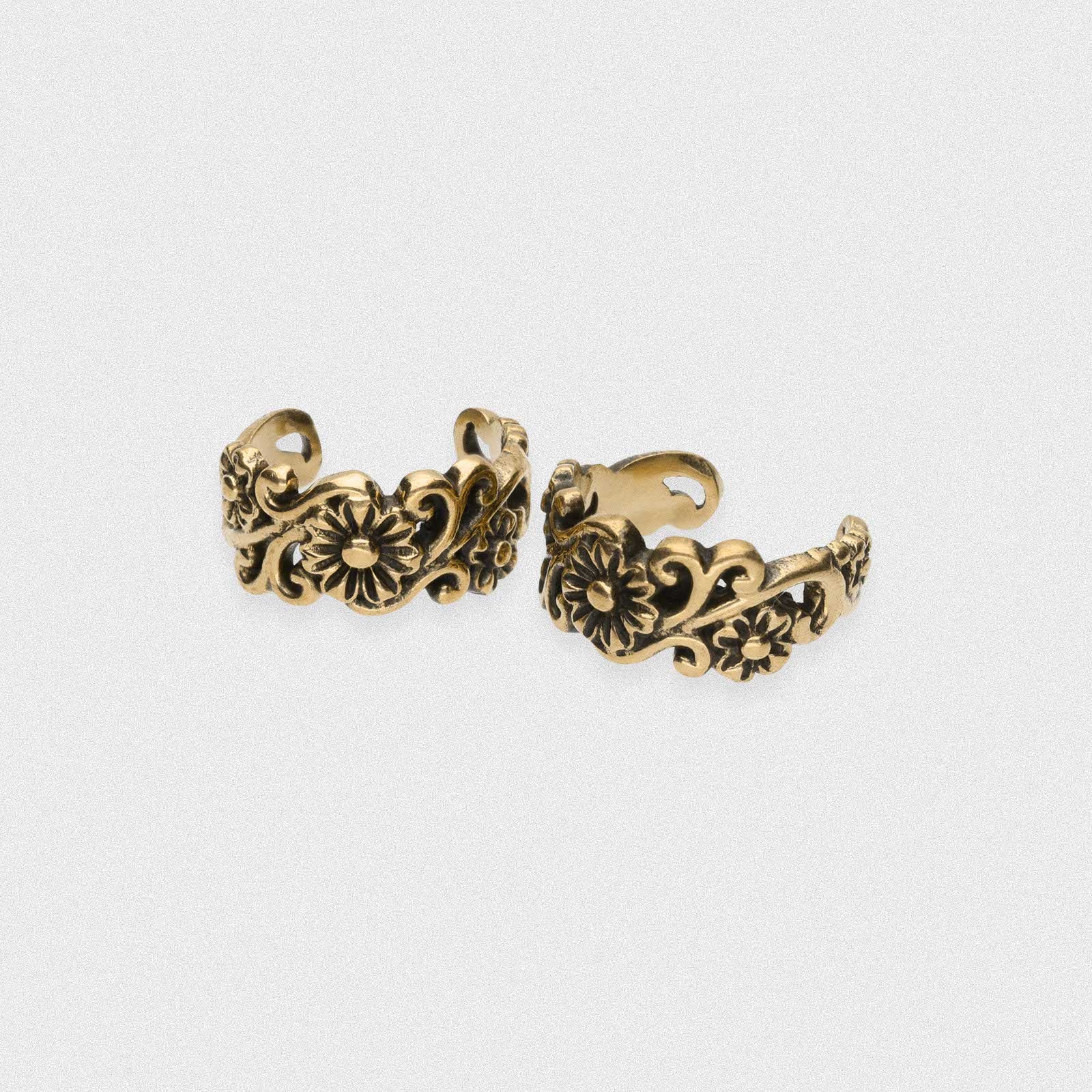 Decorative Floral Brass Ear Cuff