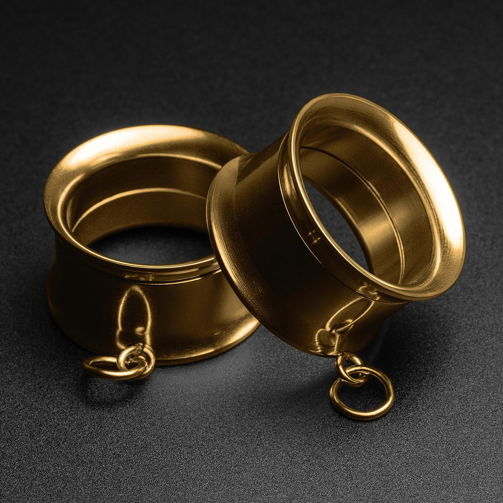 Design Your Own Dangles Gold PVD Internally Threaded Double Flare Tunnels