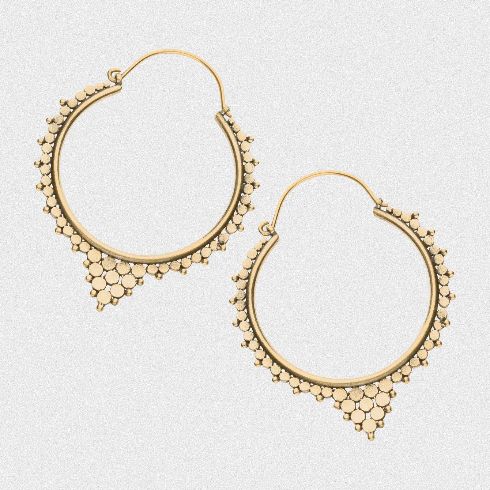 Dotted Regal Brass Plug Hoops