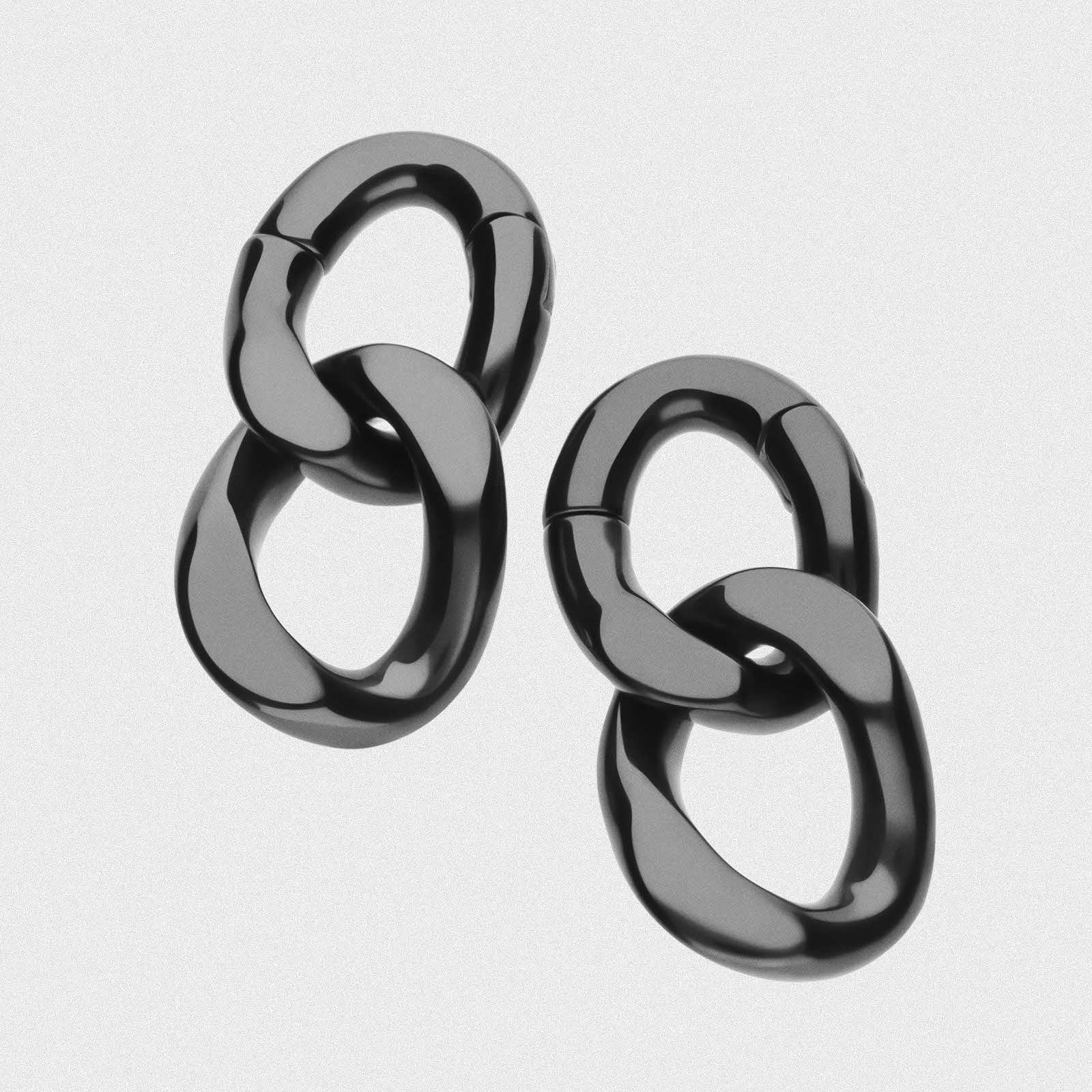 Double Cuban Link Black PVD Magnetic Ear Weight