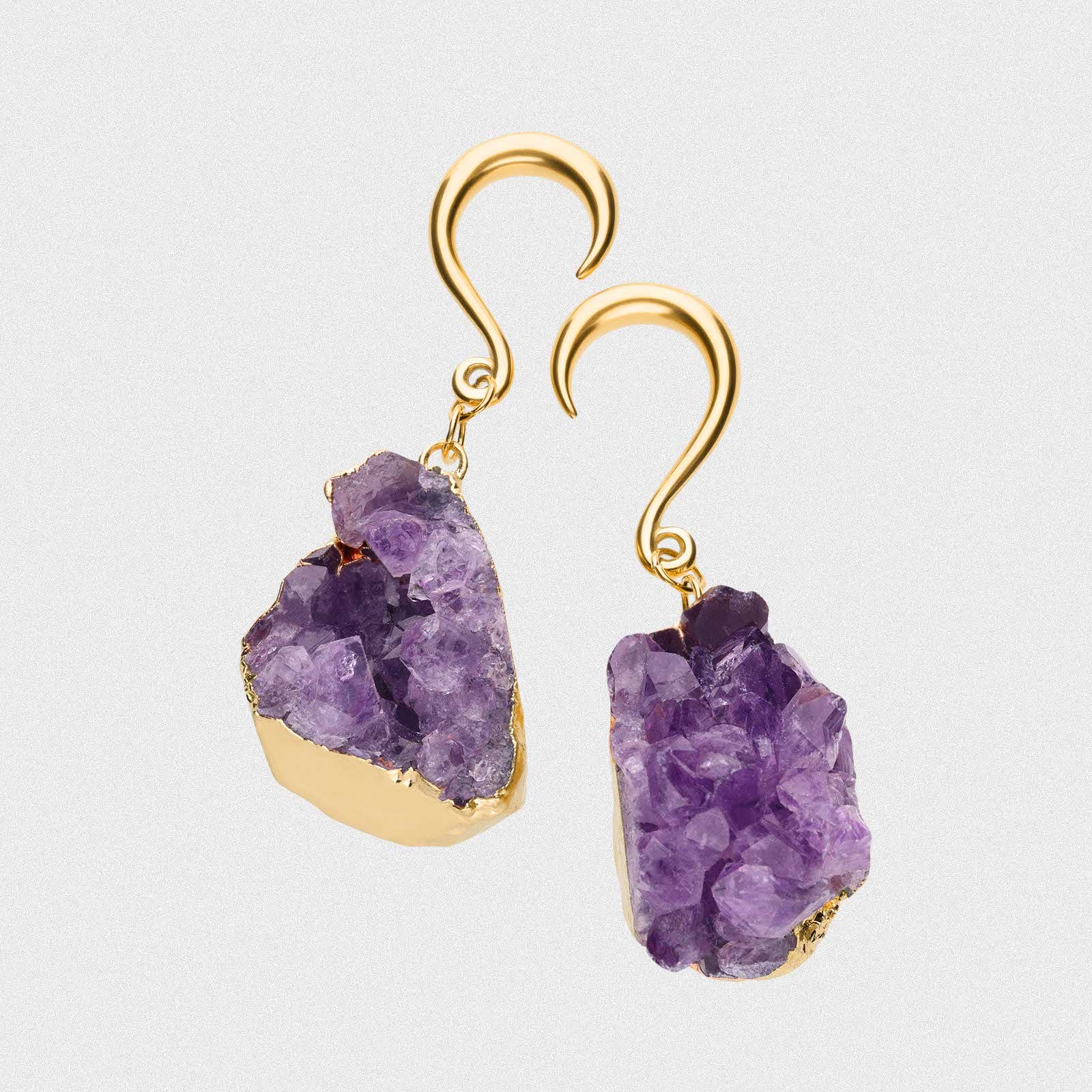 Druzy Amethyst & Gold PVD Surgical Steel Ear Weight