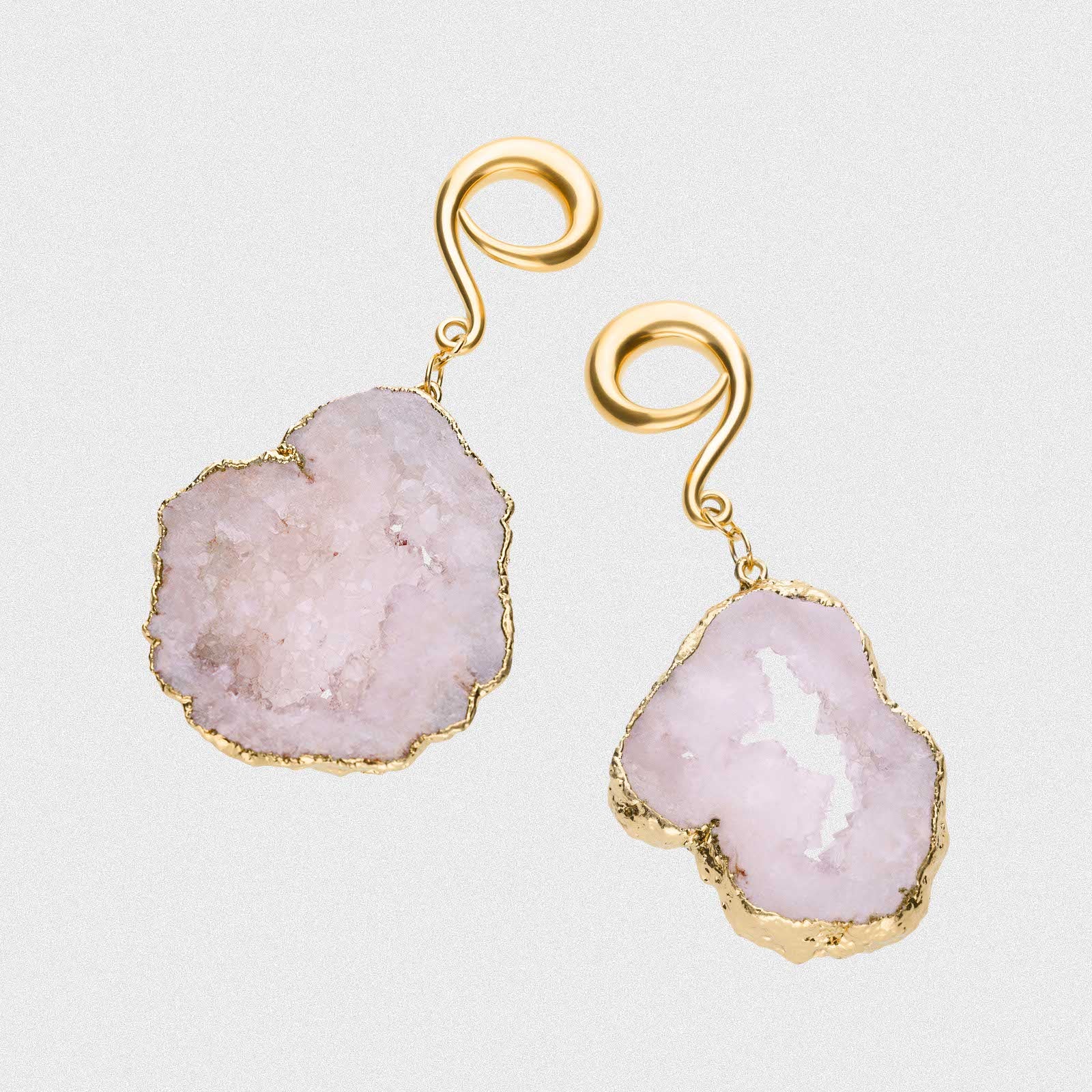 Druzy White Agate With Gold PVD Hook Ear Weight