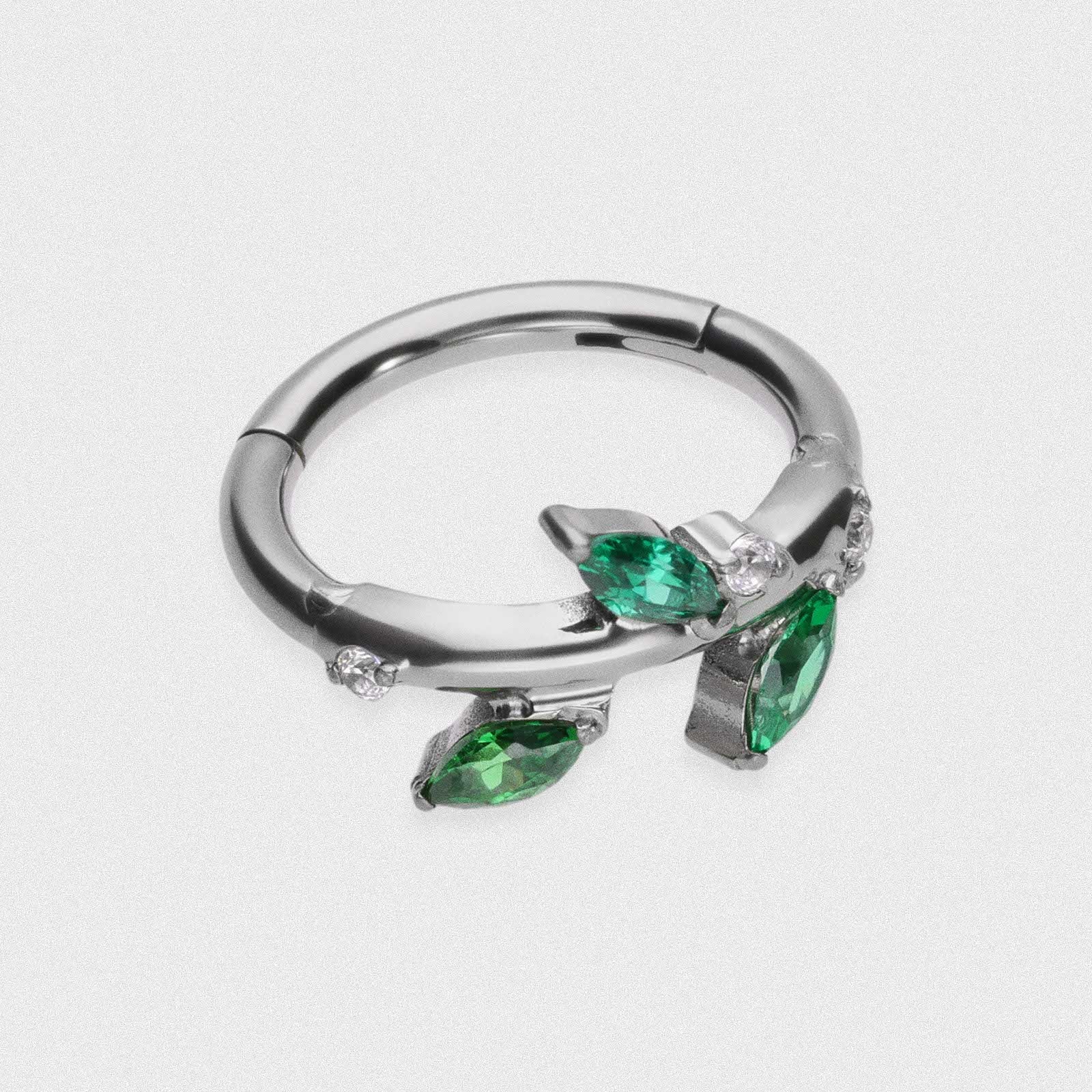 Emerald Bloom Titanium Hinged Segment Ring