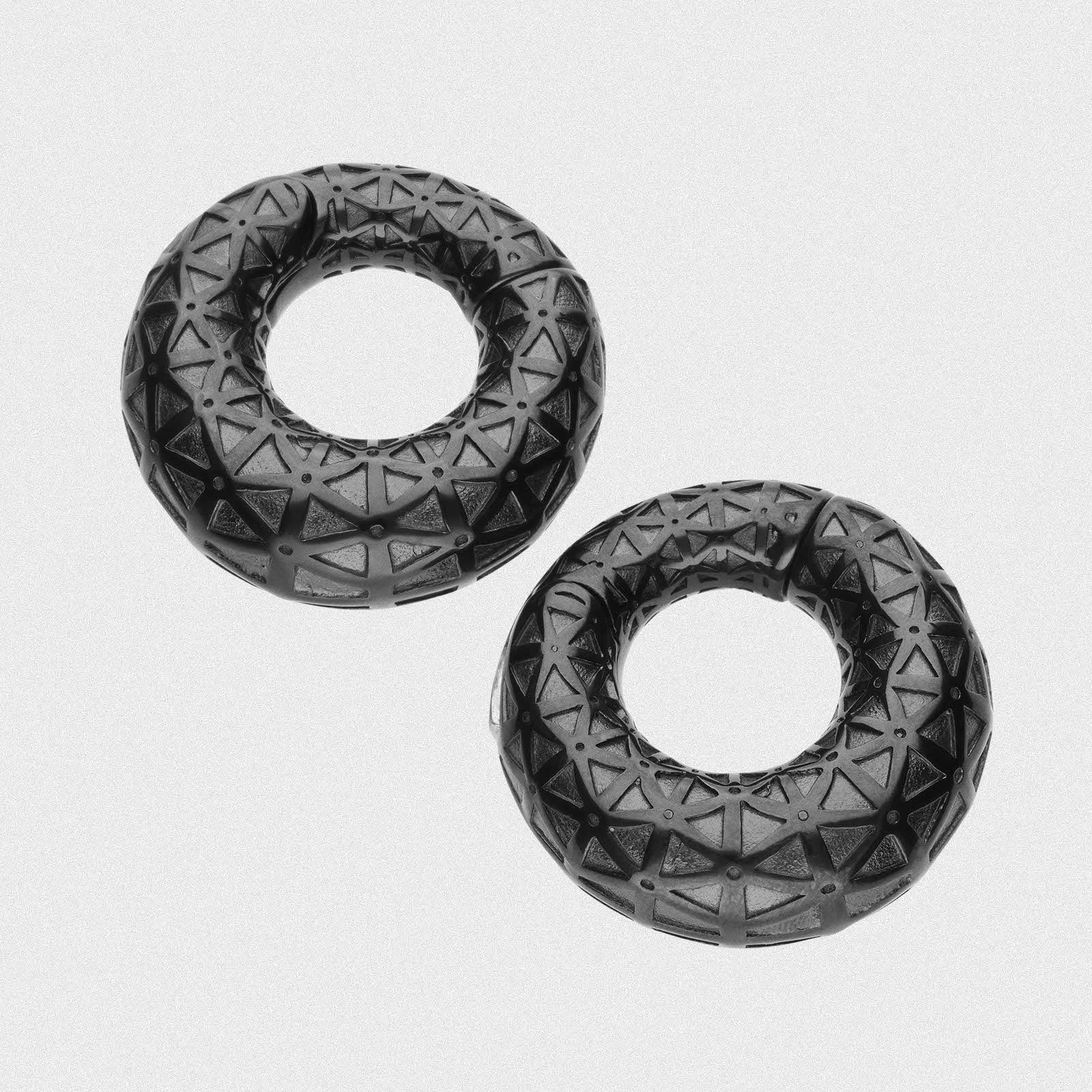 Engraved Geometric Black PVD Magnetic Ear Weight