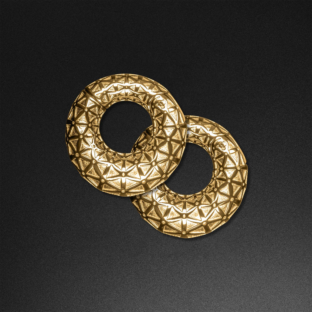 Engraved Geometric Gold PVD Magnetic Ear Weight Overhead