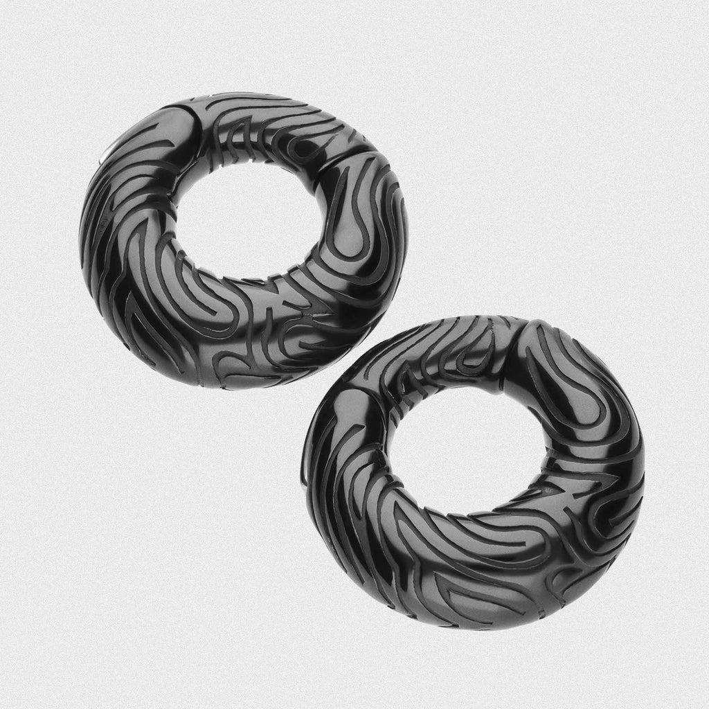 Engraved ID Print Black PVD Magnetic Ear Weight | Ear Hangers | SIBJ