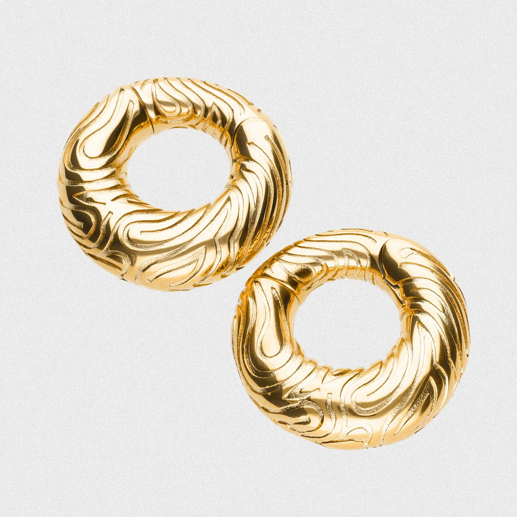 Engraved ID Print Gold PVD Magnetic Ear Weight | Ear Hangers | SIBJ
