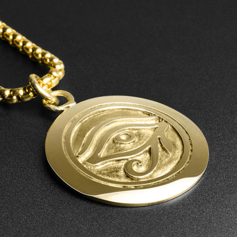 Eye Of Horus Brass Pendant With 18k Gold Box Chain
