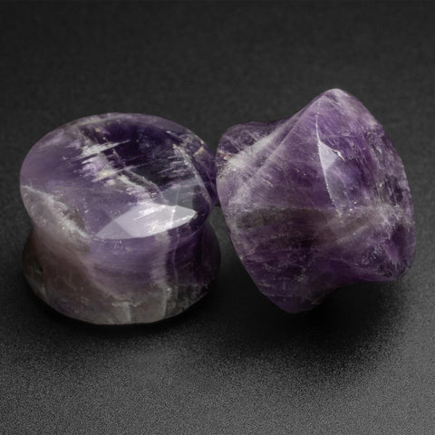 Faceted Amethyst Double Flare Plug
