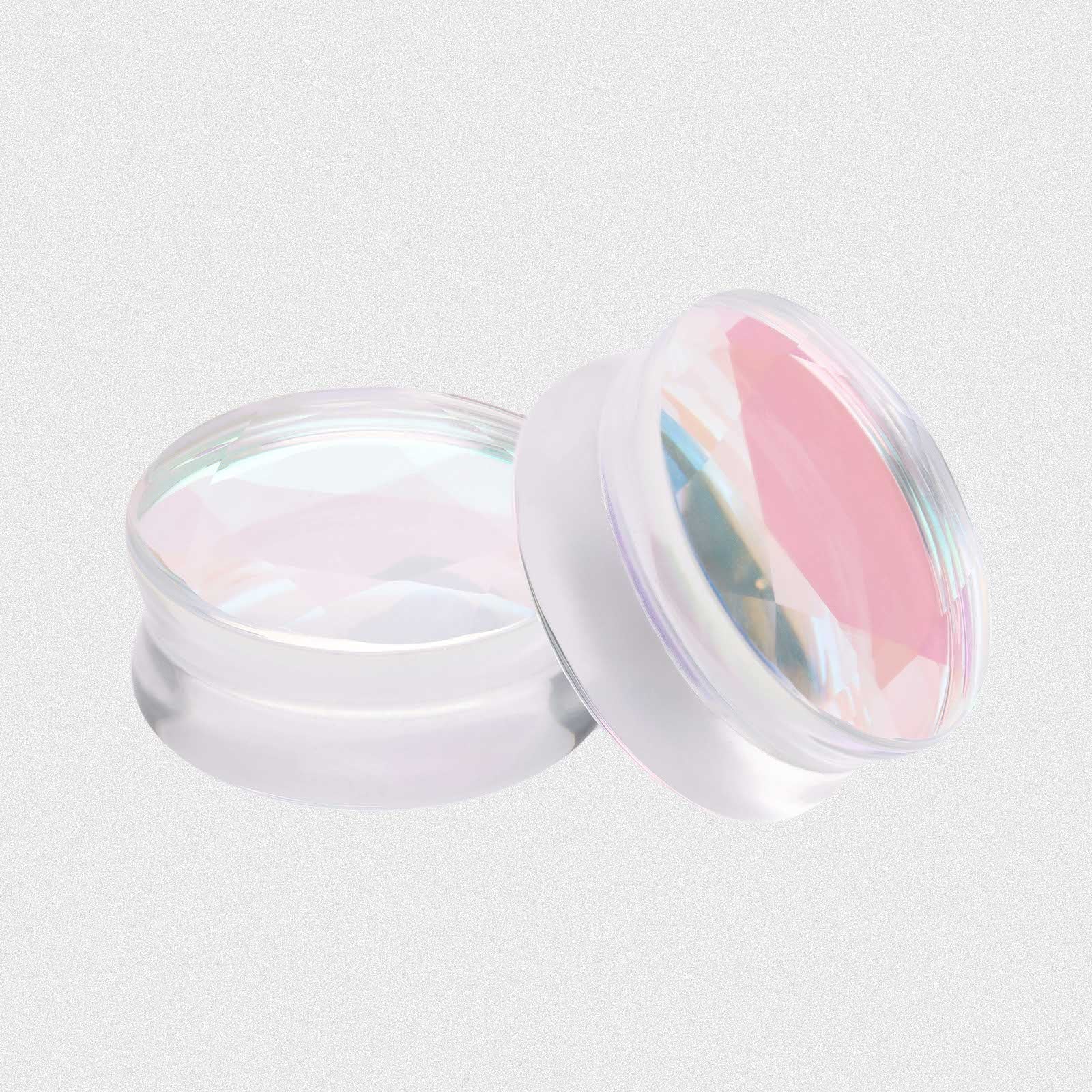 Faceted Aurora Glass Double Flare Plug