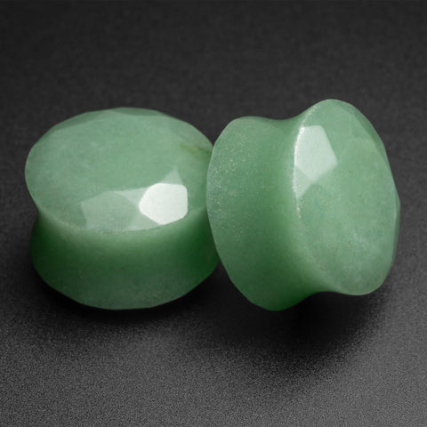Faceted Green Aventurine Double Flare Plug