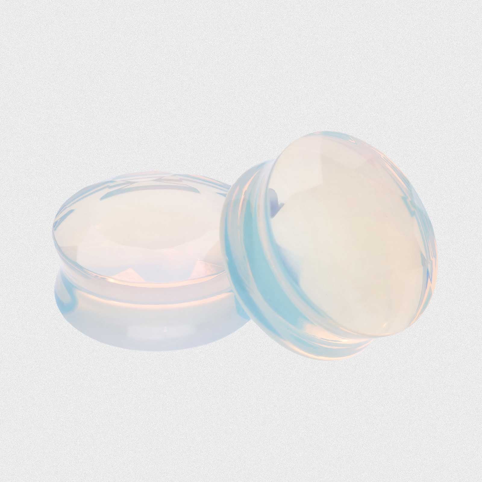 Faceted Opalite Double Flare Stone Plug