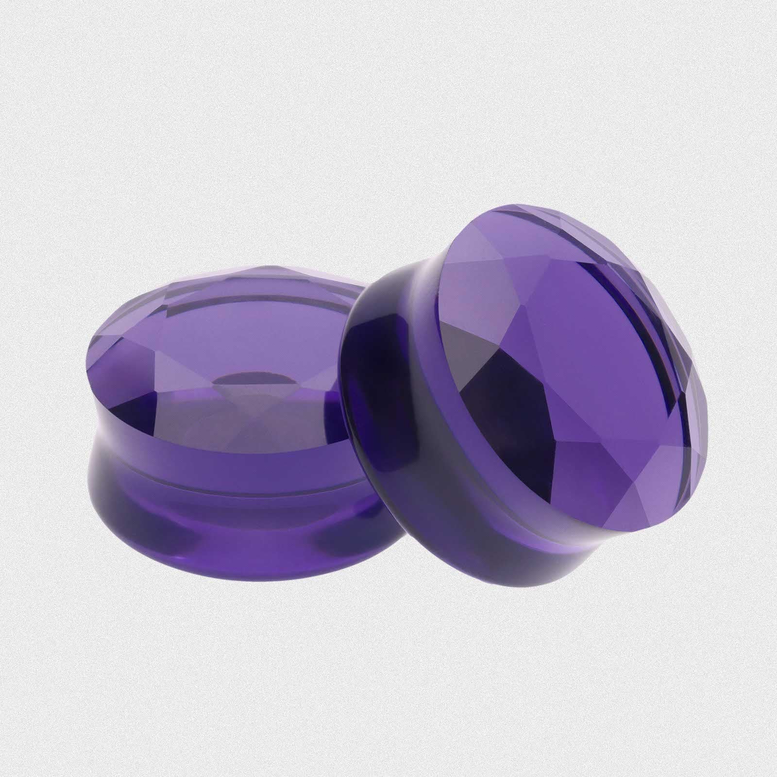 Faceted Purple Glass Double Flare Plug