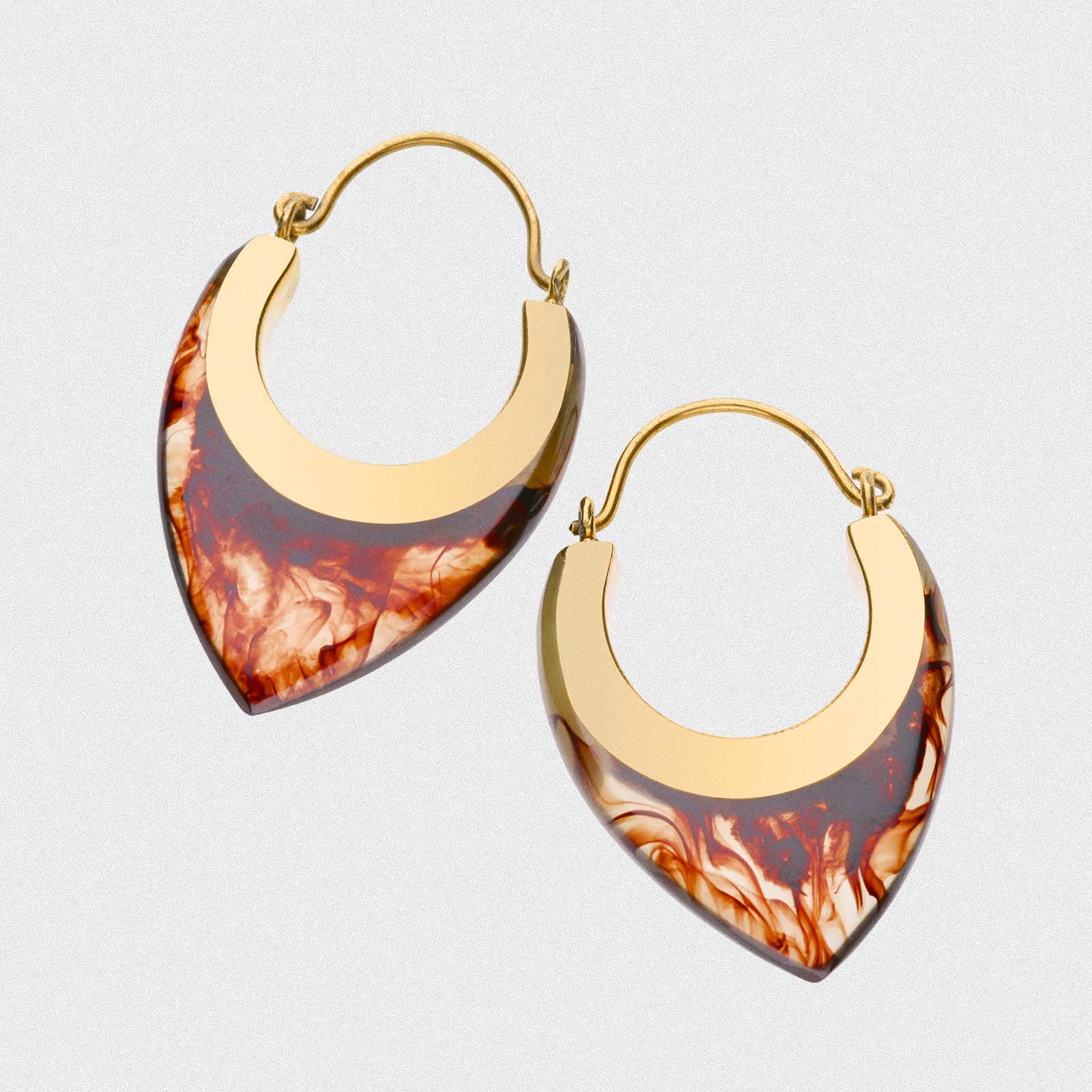 Fire Storm Epoxy & Brass Plug Hoops