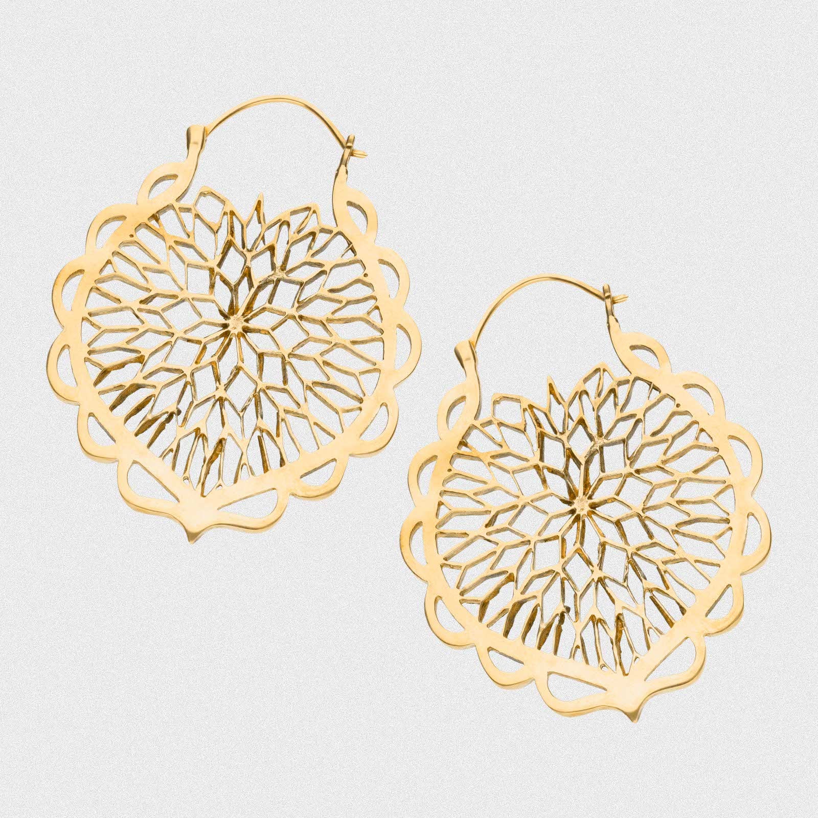 Flower Drop Brass Plug Hoops