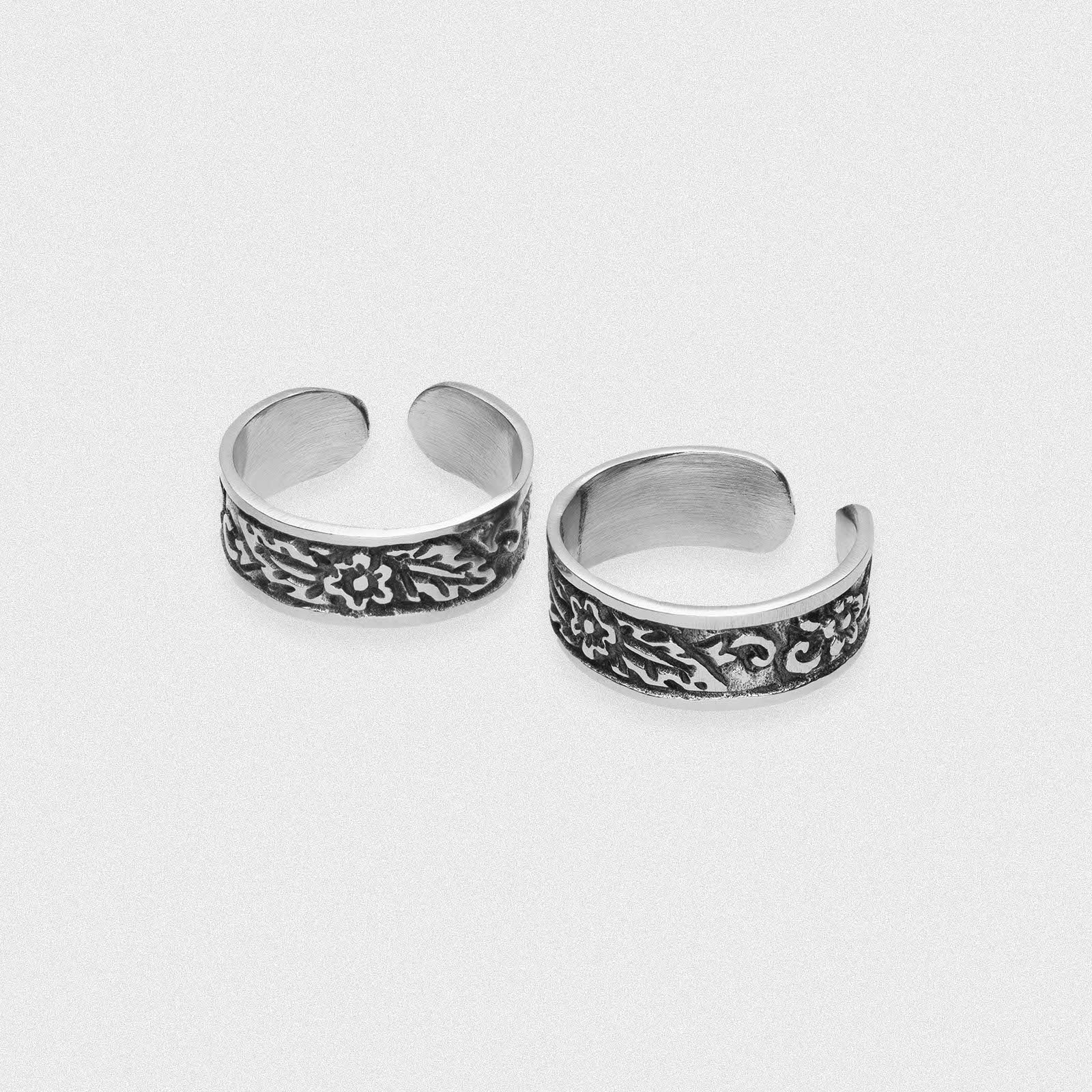 Flower & Foliage White Brass Ear Cuff